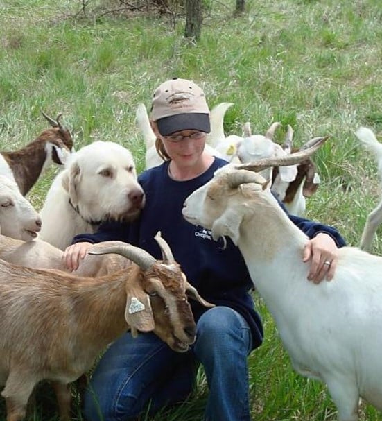 Cherrie Nolden with goats