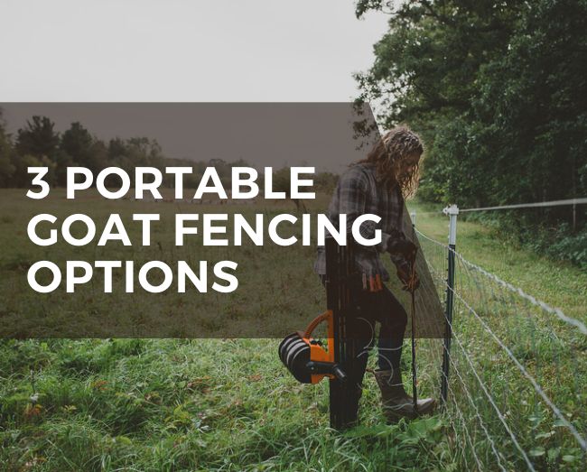 farmer setting up a smart fence with the text 3 portable goat fencing options