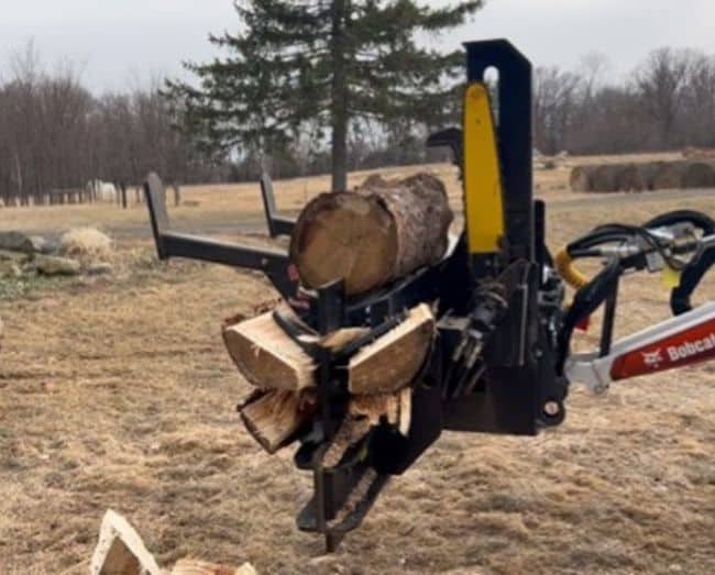 wood splitter attachment with a log