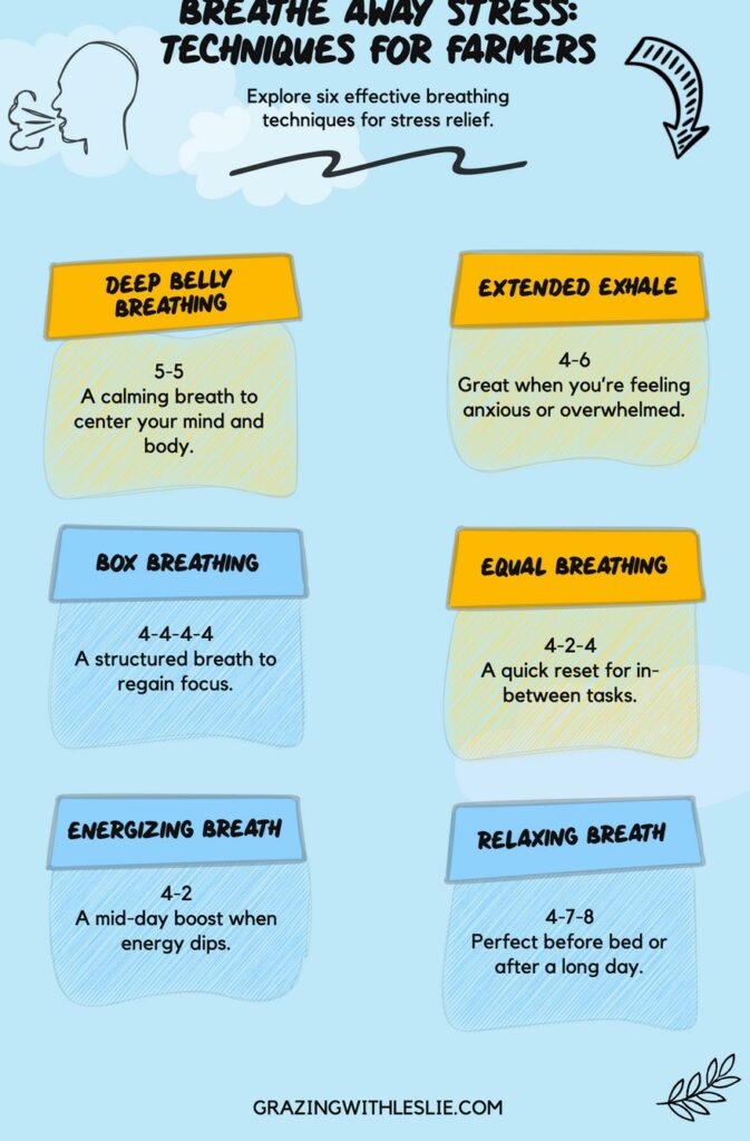 infographic with breathwork techniques listed