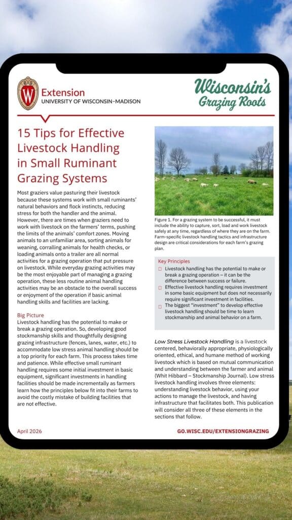 graphic of tablet of grazing handout cover sheet over a picture of blue sky and green grass,.